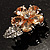 Tiny Champagne CZ Flower Pin Brooch - view 7