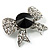 Smart Crystal Bow Brooch (Silver,Clear&Black) - view 2