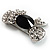 Smart Crystal Bow Brooch (Silver,Clear&Black) - view 3