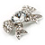 Smart Crystal Bow Brooch (Silver&Clear) - view 3