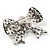 Smart Crystal Bow Brooch (Silver&Clear) - view 4
