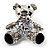 Cute CZ Teddy Bear Brooch (Silver Tone) - view 9
