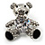 Cute CZ Teddy Bear Brooch (Silver Tone) - view 6