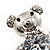 Cute CZ Teddy Bear Brooch (Silver Tone) - view 3