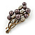 Faux Pearl Floral Brooch (Antique Gold & Brown) - view 2