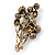 Faux Pearl Floral Brooch (Antique Gold & Brown) - view 5