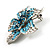 Small Sky Blue Diamante Flower Brooch (Silver Tone) - view 6