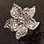 Small Diamante Flower Brooch (Silver Tone) - view 7