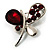 Tiny Red Crystal Butterfly Brooch (Silver Tone)