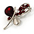 Tiny Red Crystal Butterfly Brooch (Silver Tone) - view 4