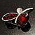 Tiny Red Crystal Butterfly Brooch (Silver Tone) - view 5