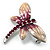 Tiny Enamel Diamante Butterfly Brooch (Light Cream&Pink) - view 7