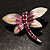 Tiny Enamel Diamante Butterfly Brooch (Light Cream&Pink) - view 3