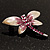 Tiny Enamel Diamante Butterfly Brooch (Light Cream&Pink) - view 8