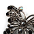 'Night Beauty' Jet Black Crystal Butterfly Brooch (Black Tone) - view 3
