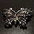 'Night Beauty' Jet Black Crystal Butterfly Brooch (Black Tone) - view 7