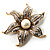 Stunning Vintage Crystal Flower Brooch (Gold&Silver Tone) - view 4