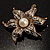 Stunning Vintage Crystal Flower Brooch (Gold&Silver Tone) - view 7