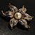 Stunning Vintage Crystal Flower Brooch (Gold&Silver Tone) - view 3