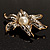 Stunning Vintage Crystal Flower Brooch (Gold&Silver Tone) - view 6