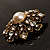 Heiress Crystal Imitation Pearl Brooch (Bronze Tone) - view 8