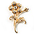 Exquisite Crystal Flower Brooch (Gold Tone) - view 10