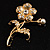 Exquisite Crystal Flower Brooch (Gold Tone) - view 6