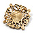 Vintage Filigree Crystal Brooch (Antique Gold & Amber Coloured) - view 5