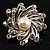 Small Diamante Faux Pearl Floral Brooch (Silver Tone) - view 2