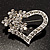 Open Diamante Floral Heart Brooch (Silver Tone) - view 2