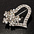 Open Diamante Floral Heart Brooch (Silver Tone) - view 3