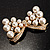 Imitation Pearl Diamante Bow Brooch (Gold Tone) - view 3