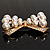 Imitation Pearl Diamante Bow Brooch (Gold Tone) - view 6
