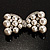 Imitation Pearl Diamante Bow Brooch (Silver Tone) - view 3