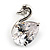 Tiny Glass Swan Pin Brooch (Silver Tone) - view 7