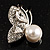 Tiny Crystal Butterfly Brooch (Silver Tone) - view 2