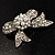 Small Crystal Faux Pearl Bow Brooch - view 9