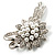 Delicate Faux Pearl Bridal Floral Brooch (Silver Tone) - view 4