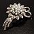 Delicate Faux Pearl Bridal Floral Brooch (Silver Tone) - view 2