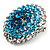 Sky Blue Crystal Corsage Brooch (Silver Tone) - view 3