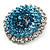 Sky Blue Crystal Corsage Brooch (Silver Tone) - view 5