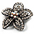 Five Petal Diamante Floral Brooch (Black&Clear) - view 2
