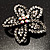 Five Petal Diamante Floral Brooch (Black&Clear) - view 5