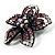 Five Petal Diamante Floral Brooch (Black&Purple) - view 2