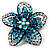 Five Petal Diamante Floral Brooch (Black&Blue)