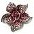 Small Pink Diamante Flower Brooch (Silver Tone) - view 1