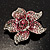 Small Pink Diamante Flower Brooch (Silver Tone) - view 2