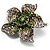 Small Green Diamante Flower Brooch (Silver Tone) - view 8