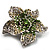 Small Green Diamante Flower Brooch (Silver Tone) - view 6