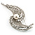Twirl Crystal Simulated Pearl Brooch (Silver Tone) - view 3